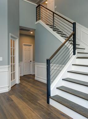 Wrap staircase on the interior of home.